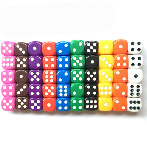 10PCS/Lot Dice Set 10 Colors  High Quality Solid Acrylic 6 Sided Dice For Club/Party/Family Games Free Shipping