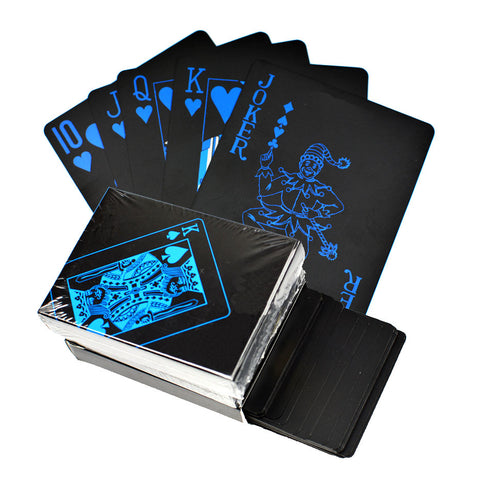 Golden Playing Cards Set Waterproof Plastic Black Color Poker Card Classic Magic Tricks Tool Poker Games Gift Poker